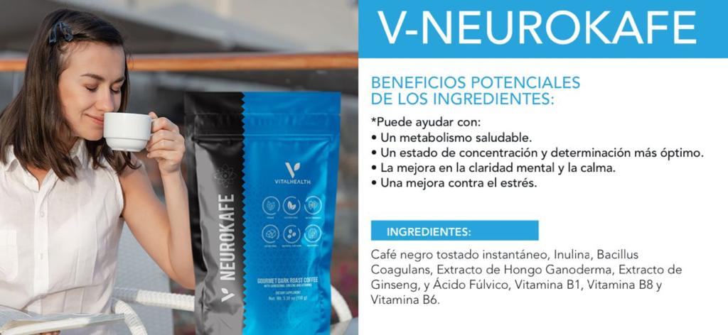 V-NEUROKAFÉ de VITALHEALTH para un Cerebro Saludable y Sistema