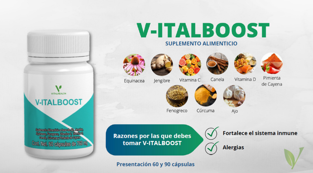 Suplemento V-ITALBOOST para fortalecer el sistema inmune.