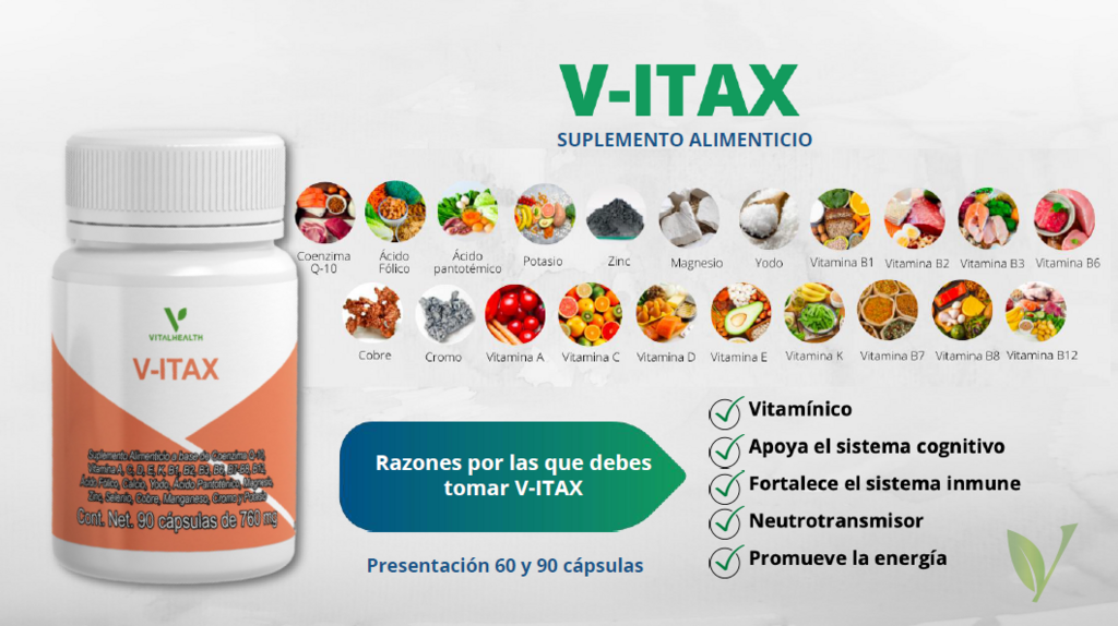 Suplemento V-ITAX para tu bienestar diario.